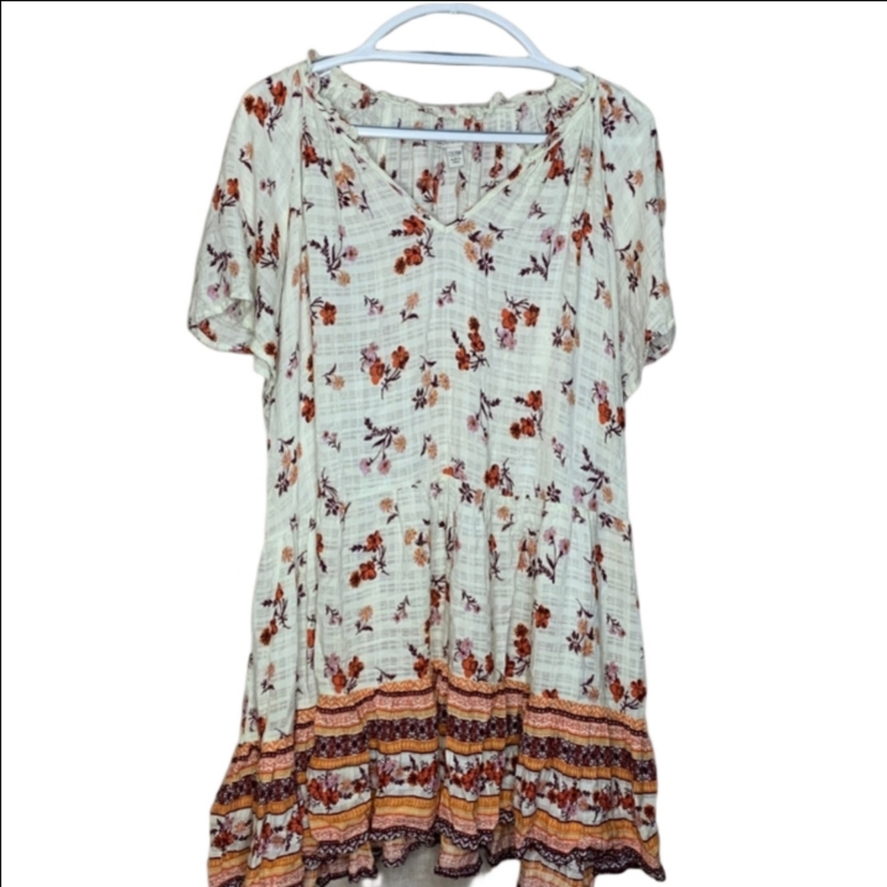 Cato Cream and Orange Floral Tunic Top size 22/24